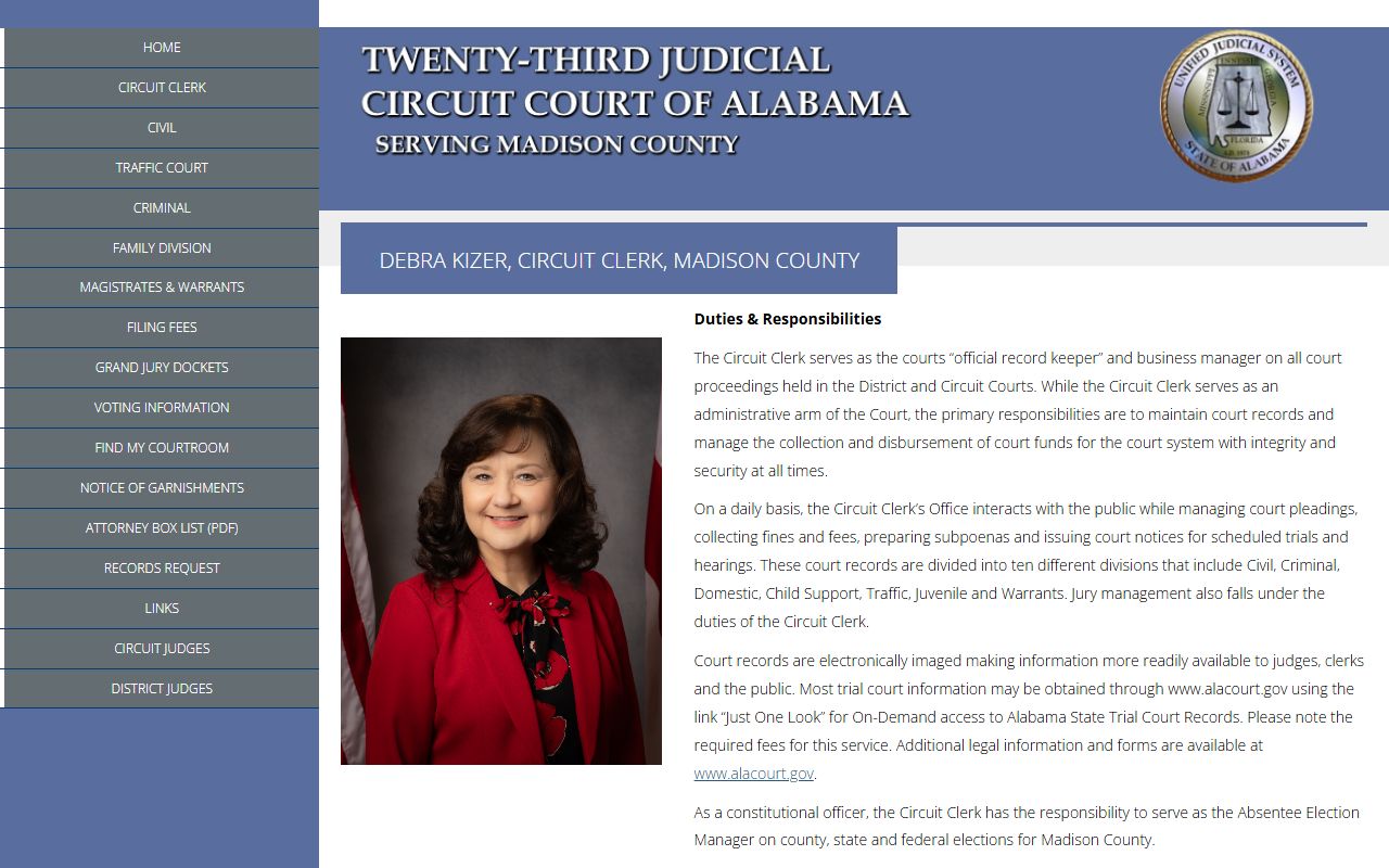 Madison County Circuit Clerk Debra Kizer official page